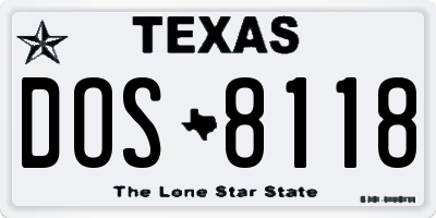 TX license plate DOS8118
