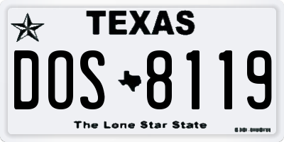 TX license plate DOS8119