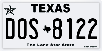 TX license plate DOS8122