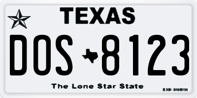 TX license plate DOS8123