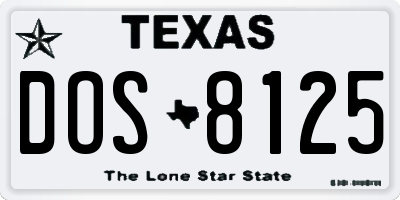 TX license plate DOS8125
