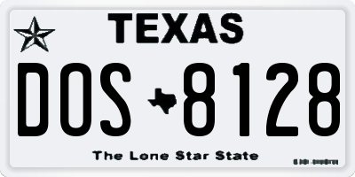 TX license plate DOS8128