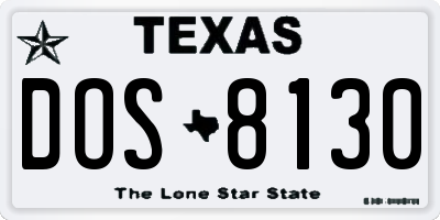 TX license plate DOS8130