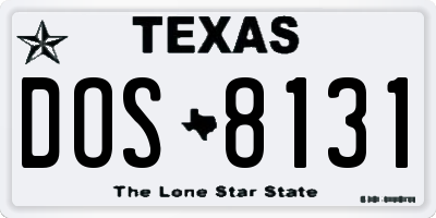 TX license plate DOS8131