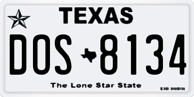 TX license plate DOS8134