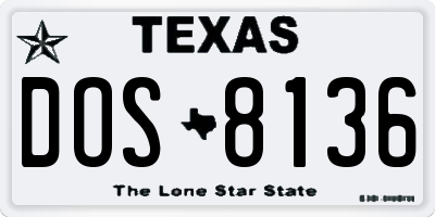 TX license plate DOS8136