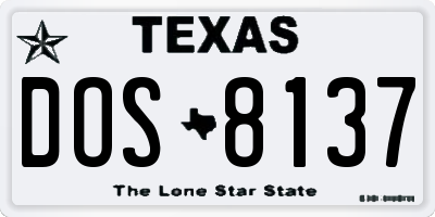 TX license plate DOS8137