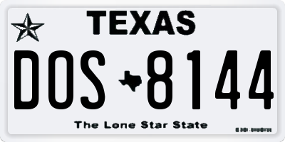 TX license plate DOS8144