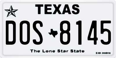 TX license plate DOS8145