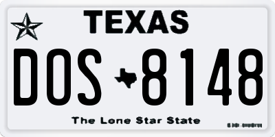 TX license plate DOS8148