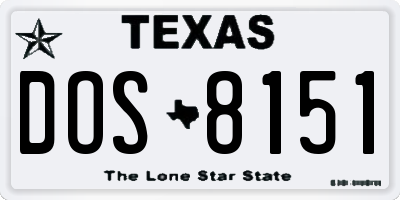 TX license plate DOS8151