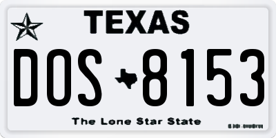 TX license plate DOS8153