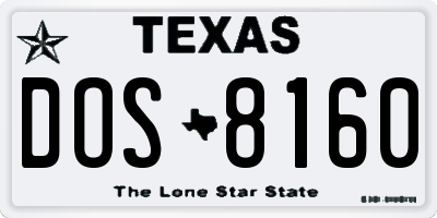 TX license plate DOS8160