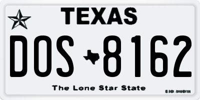 TX license plate DOS8162