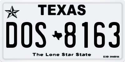 TX license plate DOS8163