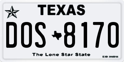 TX license plate DOS8170