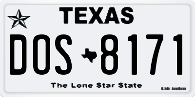 TX license plate DOS8171