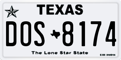 TX license plate DOS8174