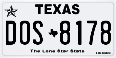 TX license plate DOS8178