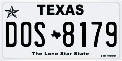 TX license plate DOS8179