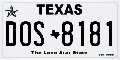 TX license plate DOS8181