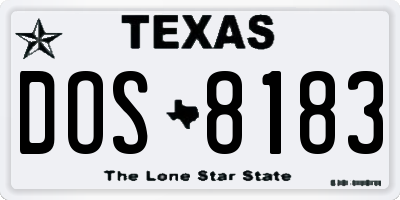 TX license plate DOS8183