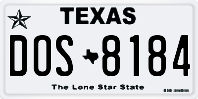 TX license plate DOS8184