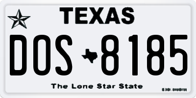 TX license plate DOS8185