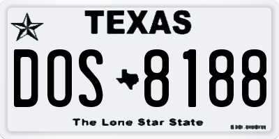 TX license plate DOS8188