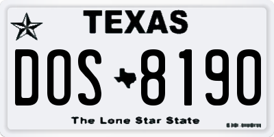 TX license plate DOS8190
