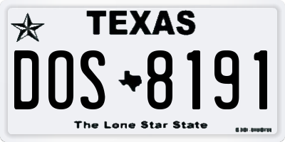 TX license plate DOS8191
