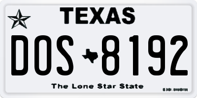 TX license plate DOS8192