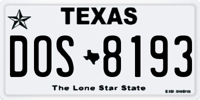 TX license plate DOS8193