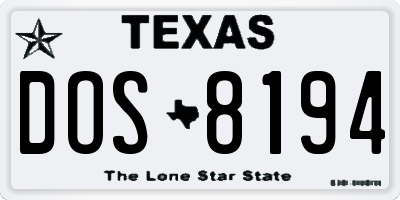 TX license plate DOS8194