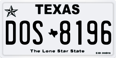TX license plate DOS8196