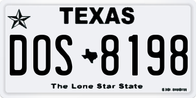 TX license plate DOS8198