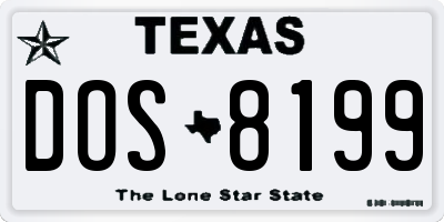 TX license plate DOS8199