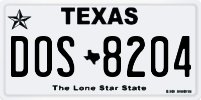 TX license plate DOS8204