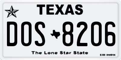 TX license plate DOS8206