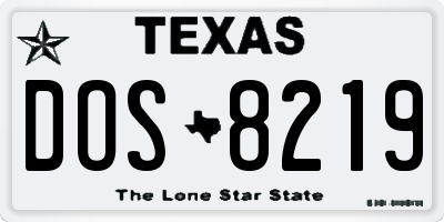 TX license plate DOS8219