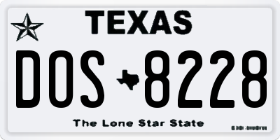 TX license plate DOS8228
