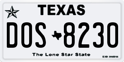 TX license plate DOS8230