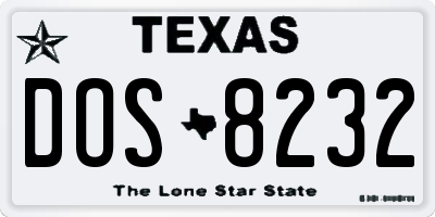 TX license plate DOS8232
