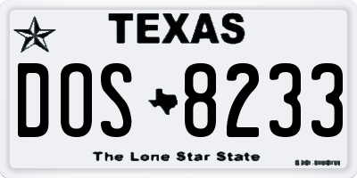 TX license plate DOS8233