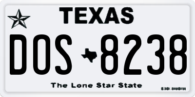 TX license plate DOS8238