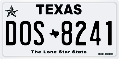TX license plate DOS8241