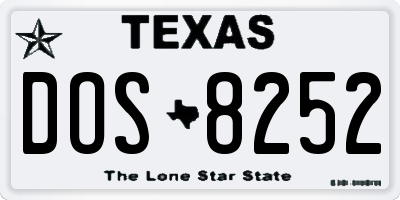 TX license plate DOS8252
