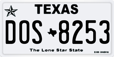 TX license plate DOS8253