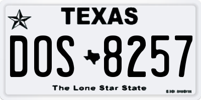 TX license plate DOS8257