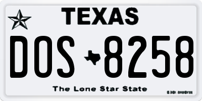 TX license plate DOS8258